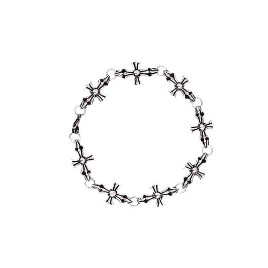 Cross made antique copper silver plated bracelet